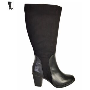 JJ footwear Brora Wide Calf Wide Calf Ladies Boot Black Nappa/Suede